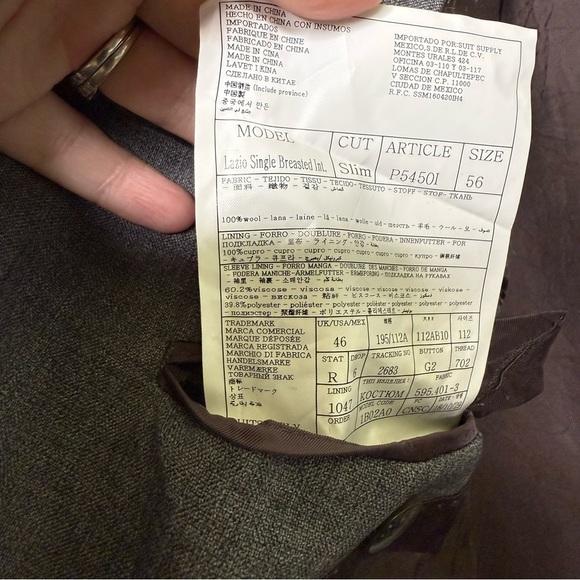 Suitsupply Lazio Men’s Grey Wool Blazer Size 46 Slim Fit - Picture 5 of 9